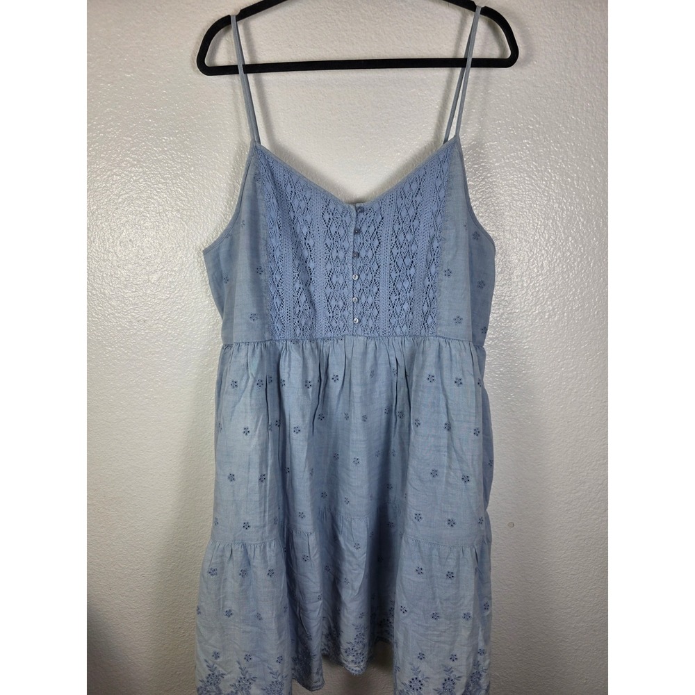 Levis Womens Blue Eyelet Lace Tiered Mini Dress XXL - Picture 1 of 8
